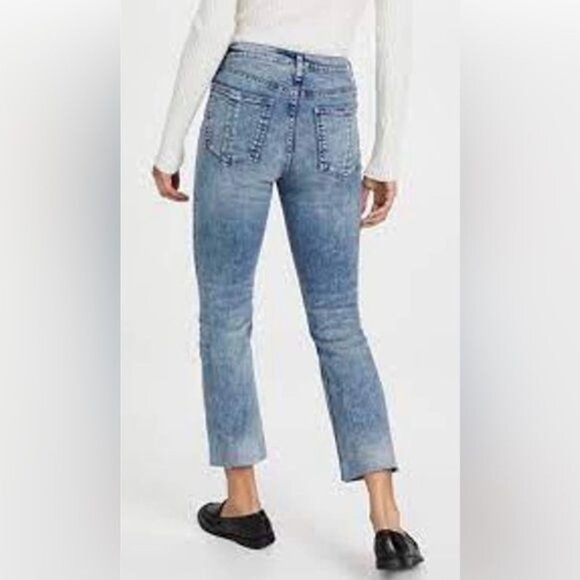 Rag & Bone Denim Jeans Nina High Rise Ankle Flare Pearl 24 Medium Wash Raw Hem - Picture 2 of 14